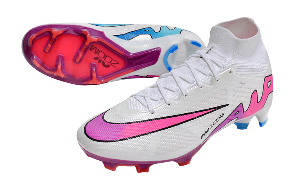 Nike Zoom Mercurial Superfly 9 Flash Crimson Elite FG - White/Pink/Blue - GoatGears