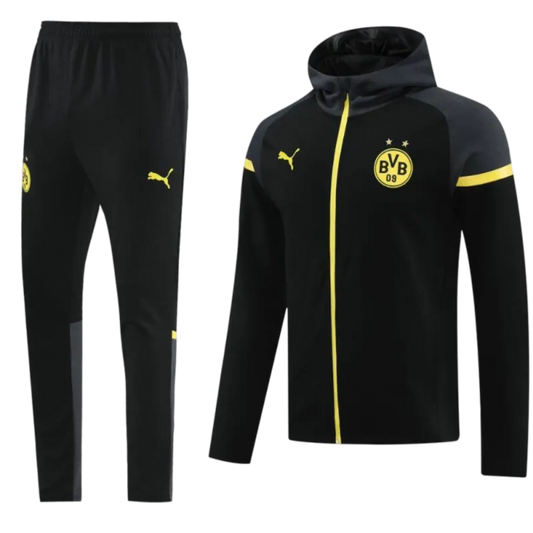 2024/2025 Borussia Dortmund Black Hoddie Full Zipper Jacket + Long Pants | GoatGears Store