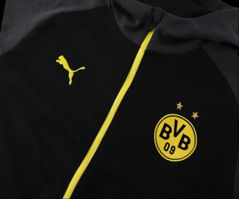 2024/2025 Borussia Dortmund Black Hoddie Full Zipper Jacket + Long Pants | GoatGears Store