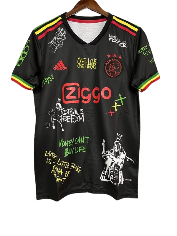 Bob Marley top Ajax Amsterdam Special Ed Stadium Black Third Soccer Jersey 2021-2022